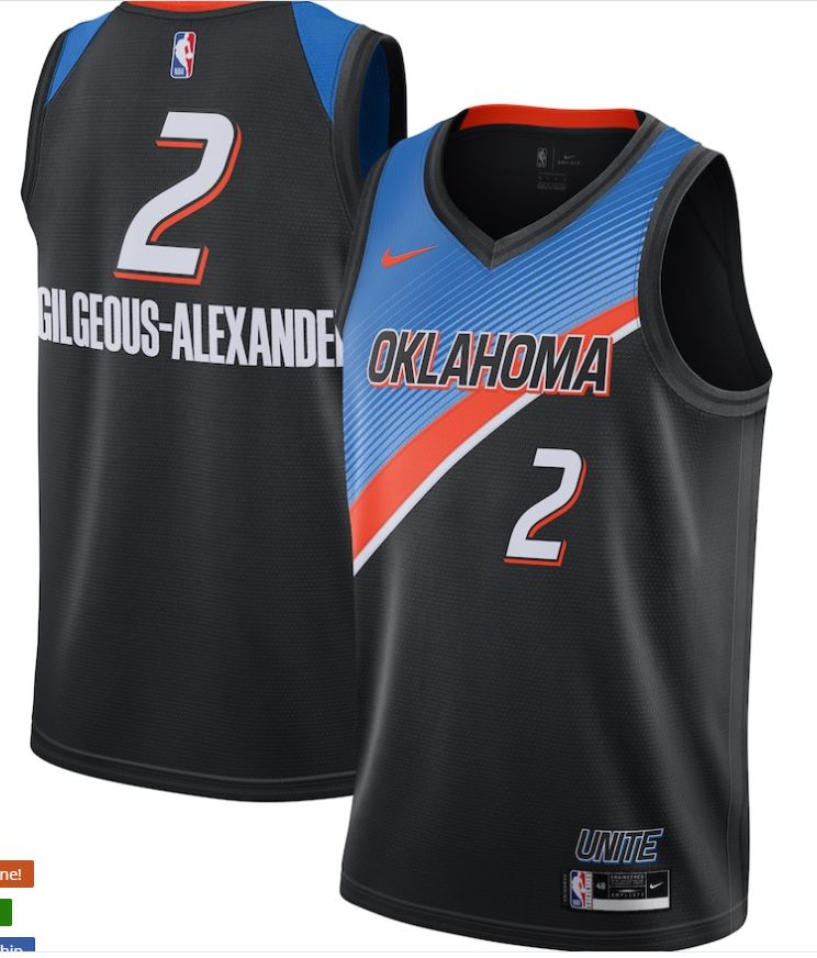 Cheap Men Oklahoma City Thunder 2 Gilgeous Alexandr black Game Nike NBA Jerseys